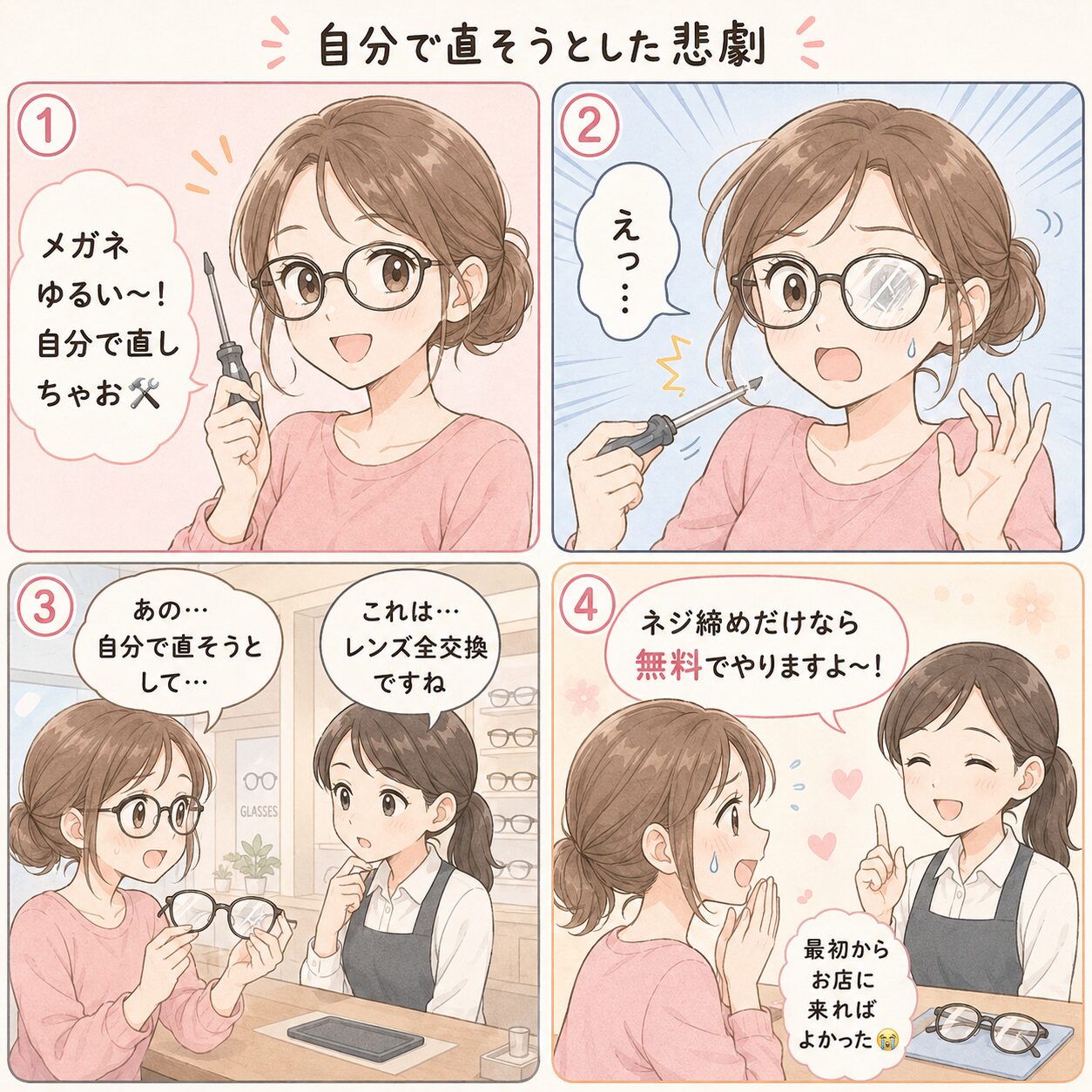 自分で直そうとした悲劇4コマ漫画