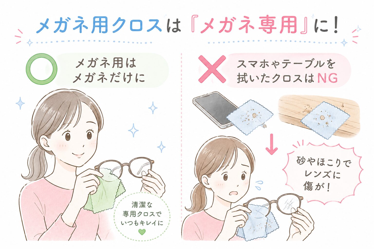 メガネ用クロスはメガネ専用にすべき理由